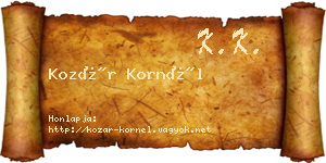 Kozár Kornél névjegykártya